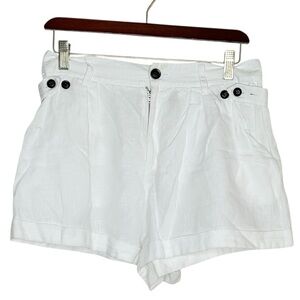 Marissa Webb White Linen High Rise Shorts Size 4 Summer Coastal Chic